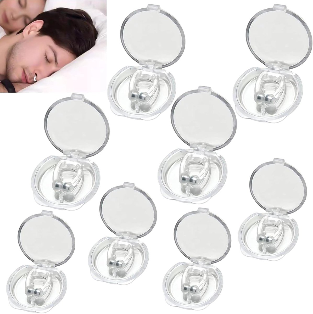 8PCS Anti Snoring Devices Anti Snoring Nose Clip Snoring Stop Magnetic Nasal Diffuser Nose Clip Anti Snoring - ShopVlot
