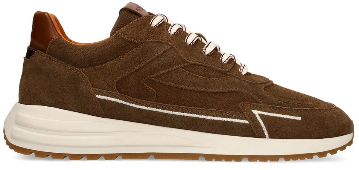 Manfield - Heren - Bruine suède sneakers - Maat 44
