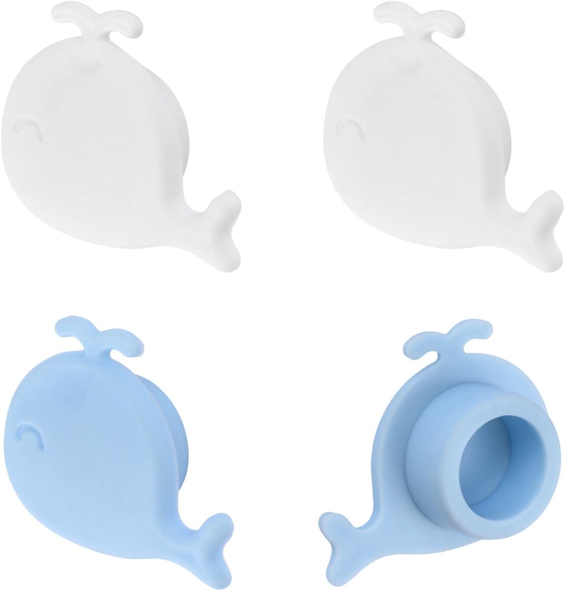 4 stuks siliconen gootsteenoverloopdop, schattige walvisvorm keuken badkamer wastafel morsen gat cover ronde wastafel - ShopVlot