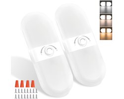 LED-plafondlamp - Camperverlichting - Leeslamp - 180 LED's - 3 kleuren - TEM-dimmen - 12V-24V - 10W - Dimbaar - Met schakelaar - Geschikt voor campers, caravans en vrachtwagens - 2 stuks
