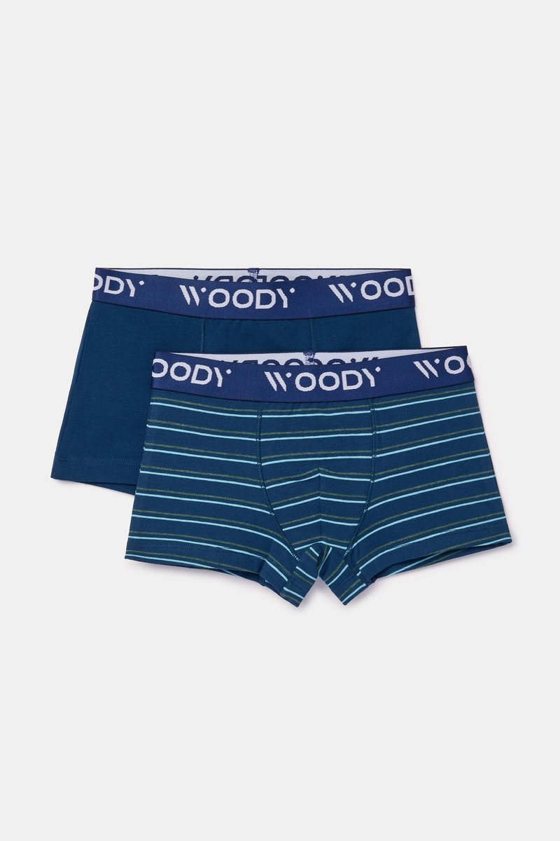 Woody Jongens boxer donkerblauwe streep - maat 140/10J
