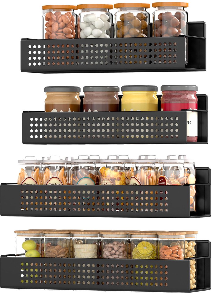 Famanu – Magnetisch kruidenrek zonder boren, set van 4 voor het organiseren van kruiden in de keuken