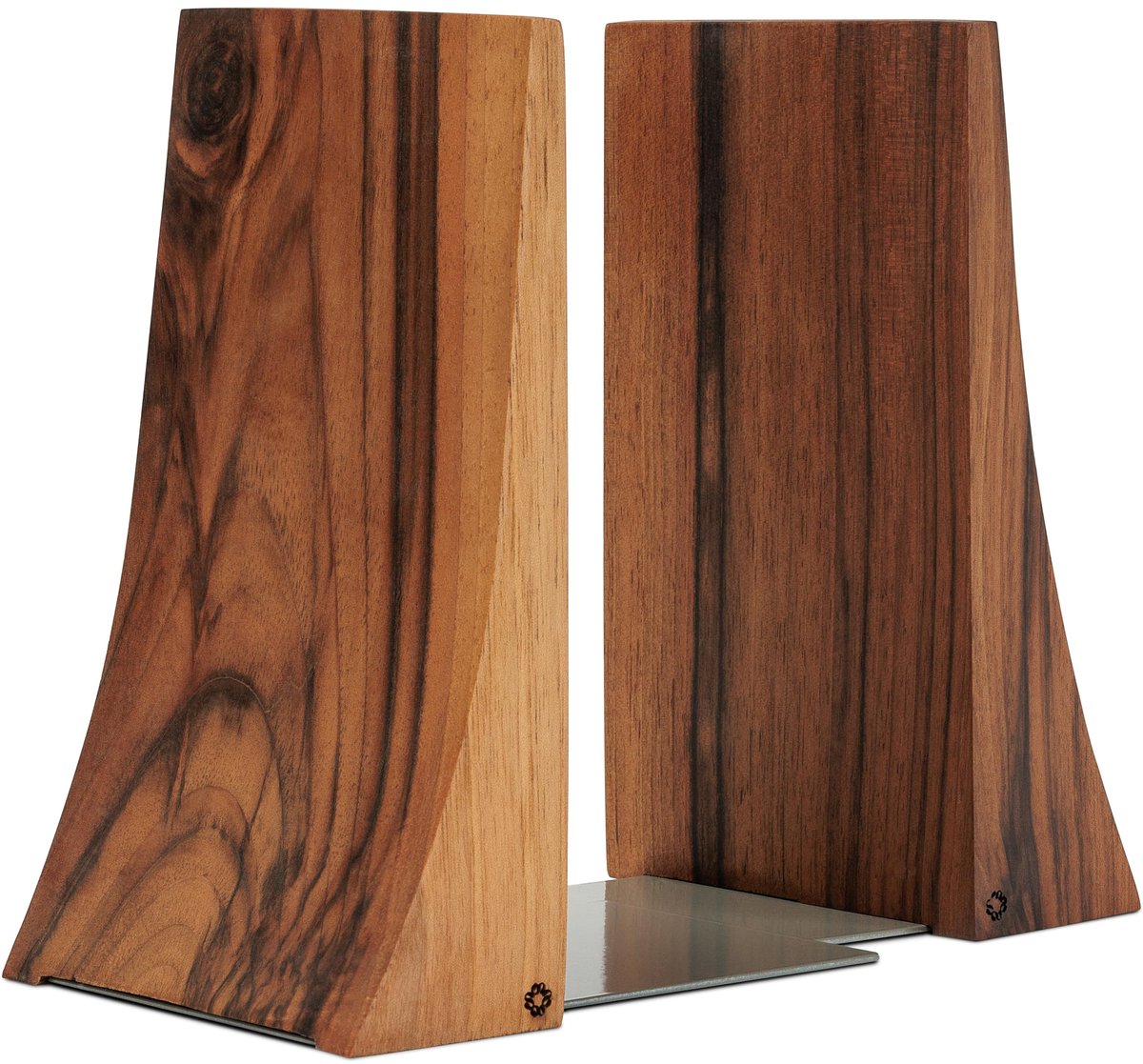 Famanu Houten boekensteunen, handgemaakte walnoot boekenhouders, stevige zware boekensteunen met metalen basis, moderne decoratieve boekenaccessoires Naturel