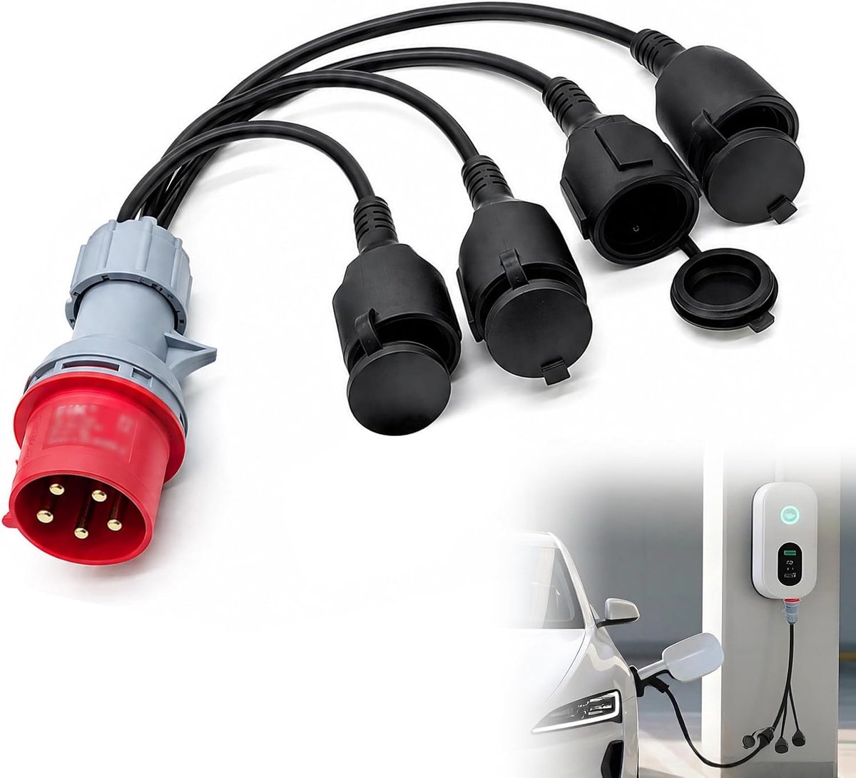 CEE adapter 32A naar 16A verdeler - krachtstroomadapter Schuko IP44 - robuust en slijtvast - veilig gebruik - ShopVlot