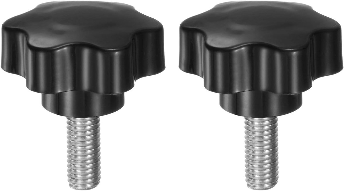 Sterknoppen M10 x 25mm - RVS 304 - Zwarte knoop met knurled hoofd - Ideaal voor handmatige bediening - ShopVlot
