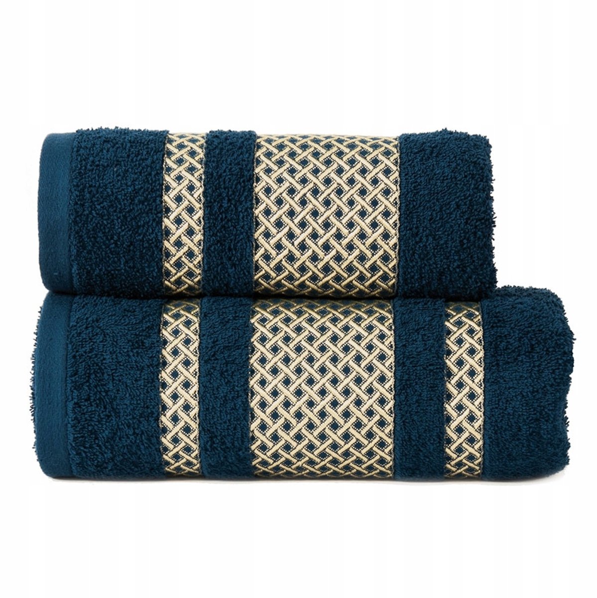 Luxe Navy Katoenen Badhanddoek met Gouden Borduursel 70x140 cm