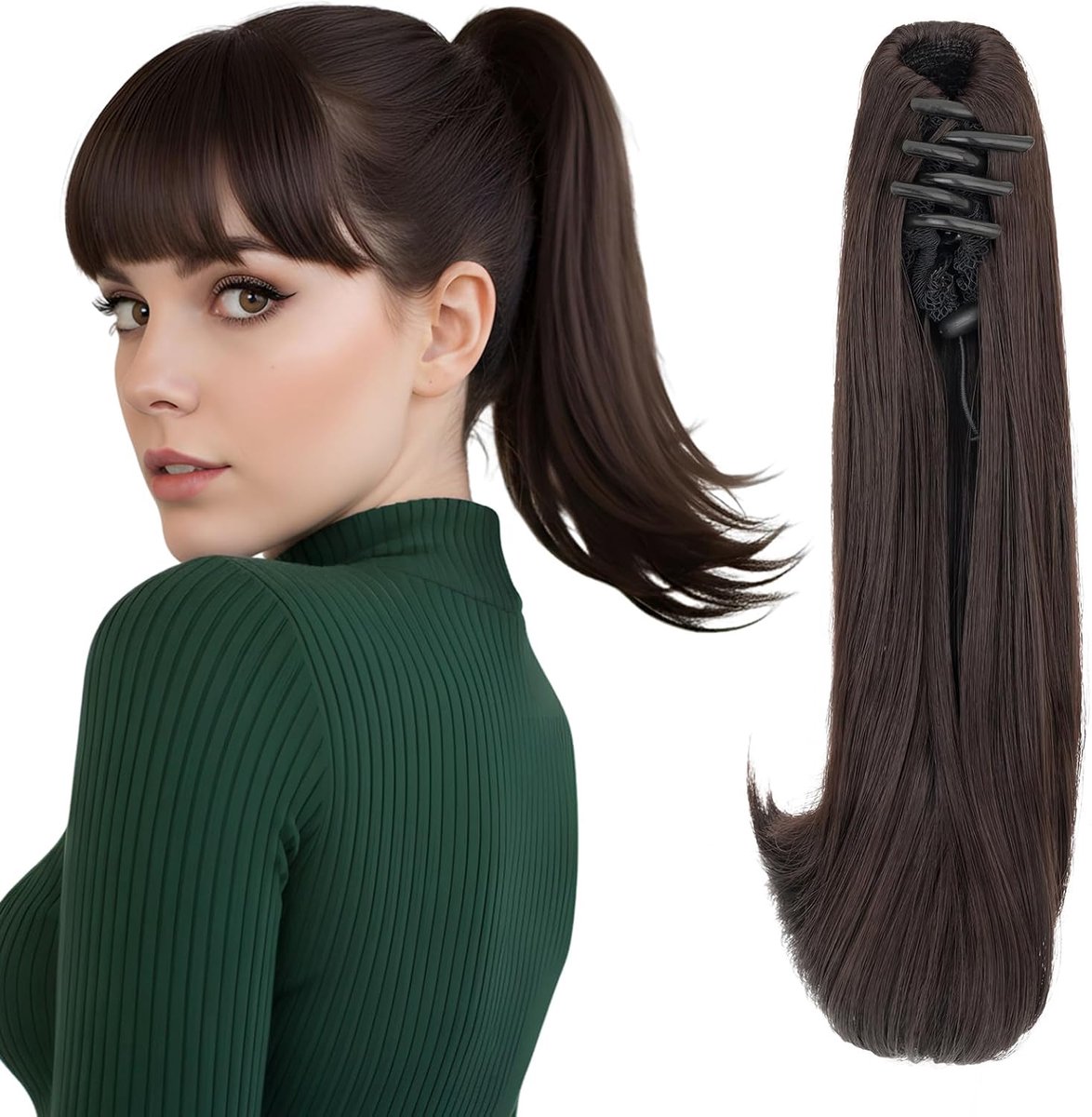 Ponytail Clip 30CM - Synthetic Lang Krullend Haar - Natuurlijke Uiterstraling - Hittebestendig - ShopVlot