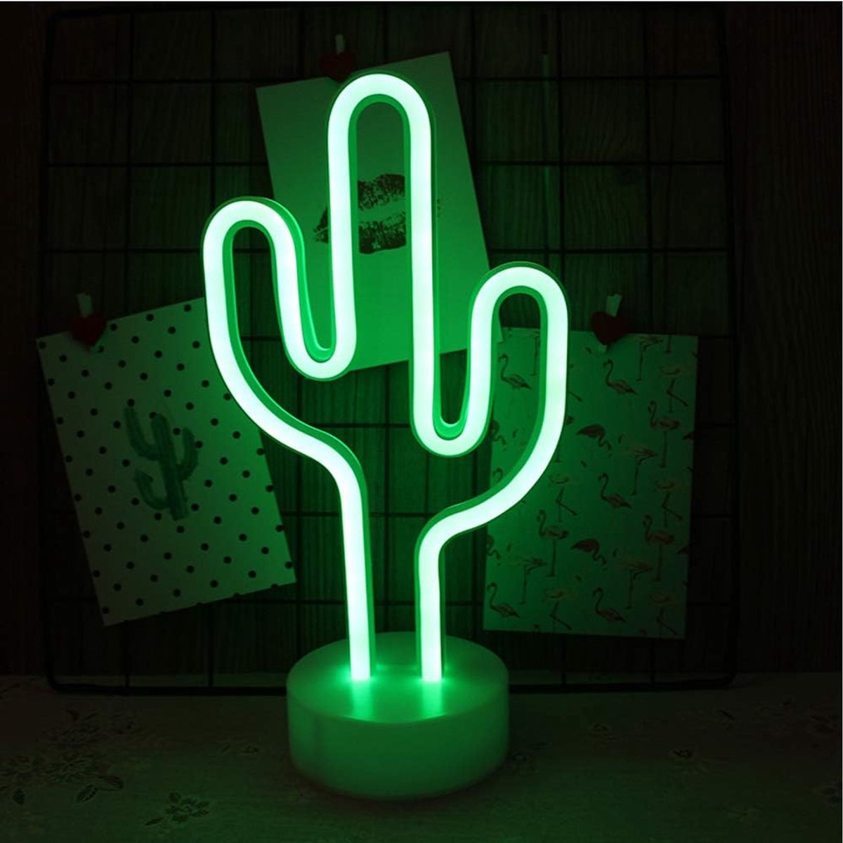 Neon Licht Signaal LED Wanddecoratie - Cactus Nachtlampje - USB/Batterij-aangedreven - Perfect voor Feestjes - ShopVlot