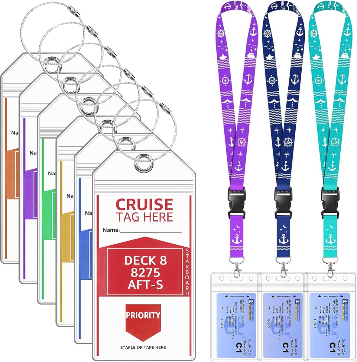 Lammcou XXL Cruise Luggage Tag Waterproof Set with Cord Travel Essentials Compatible with AIDA My Ship TUI Cruise - ShopVlot