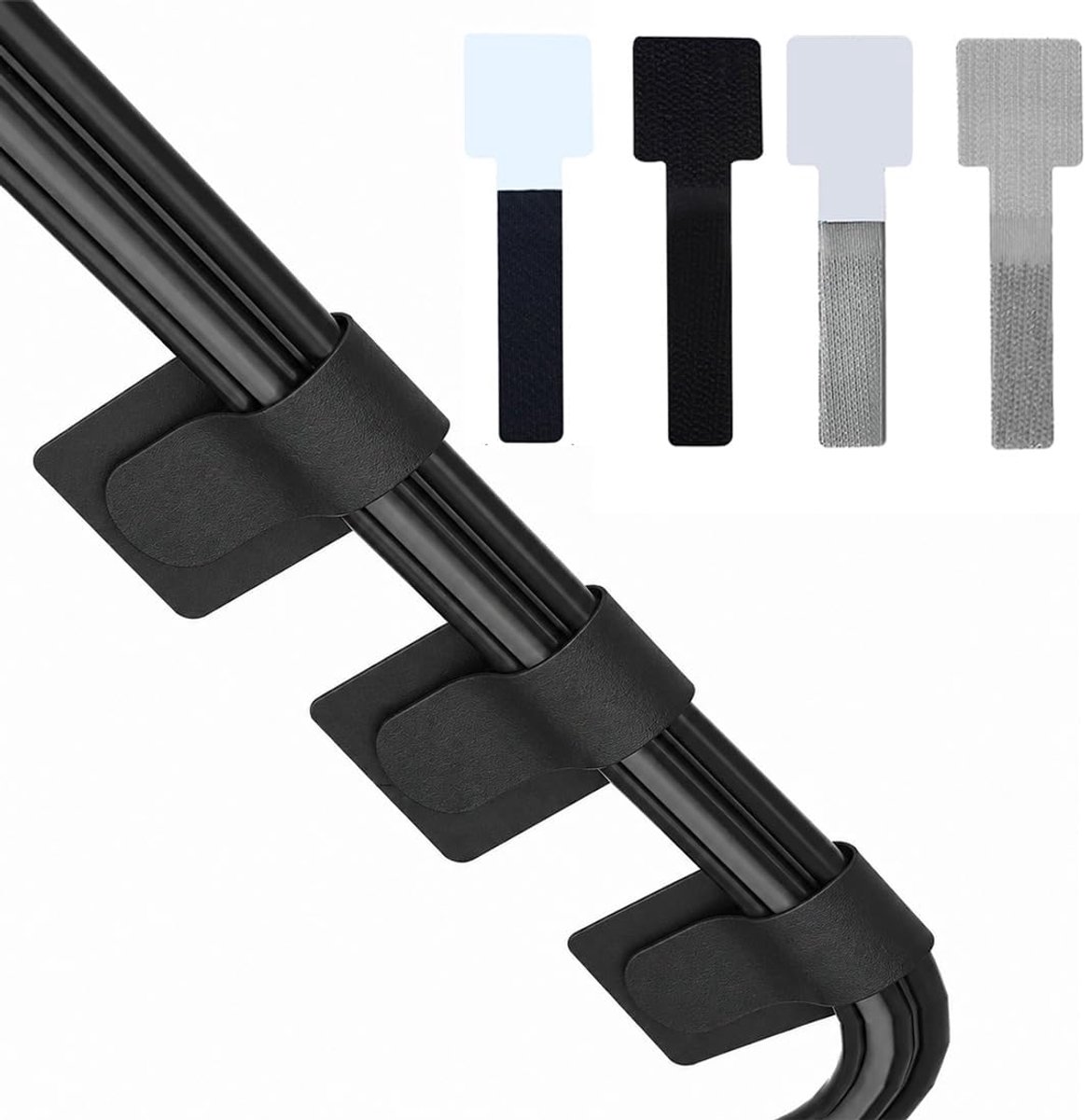 50 stuks kabelbinders, 25 stuks zwart en 25 grijs, van nylon en polyester, voor computerkabels, telefoonkabels - ShopVlot