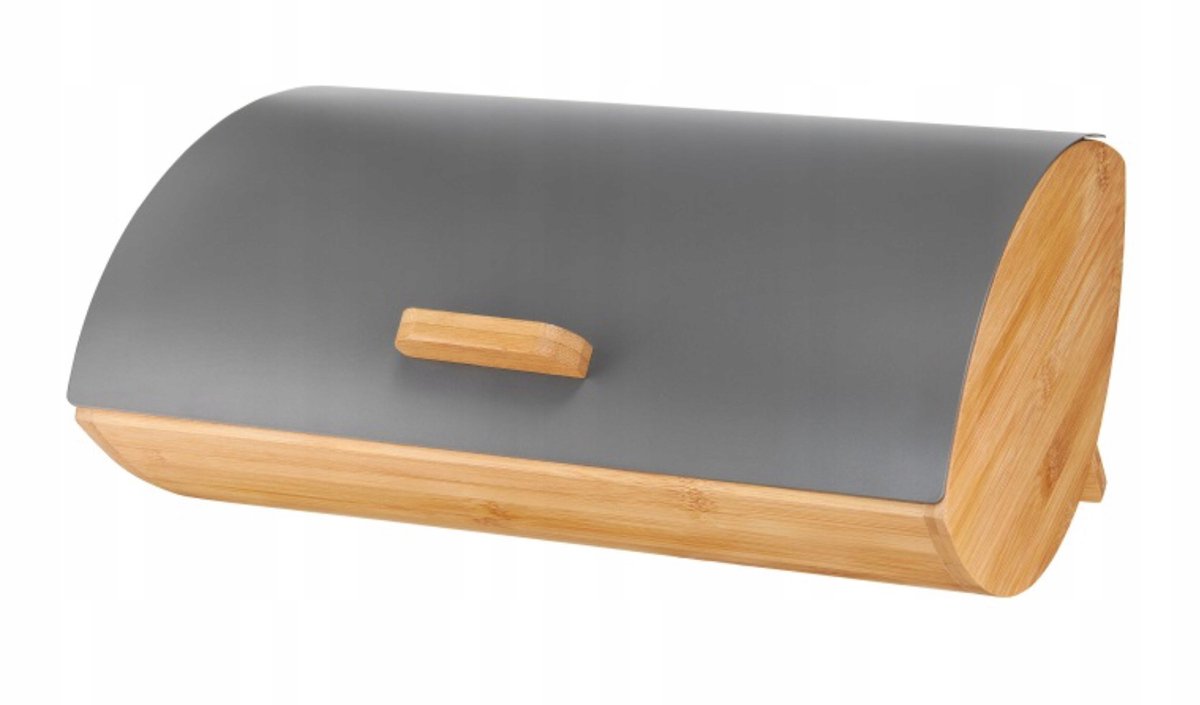 Bamboe Broodtrommel met Metalen Deksel - Scandi Grijs 36,5 x 24 cm