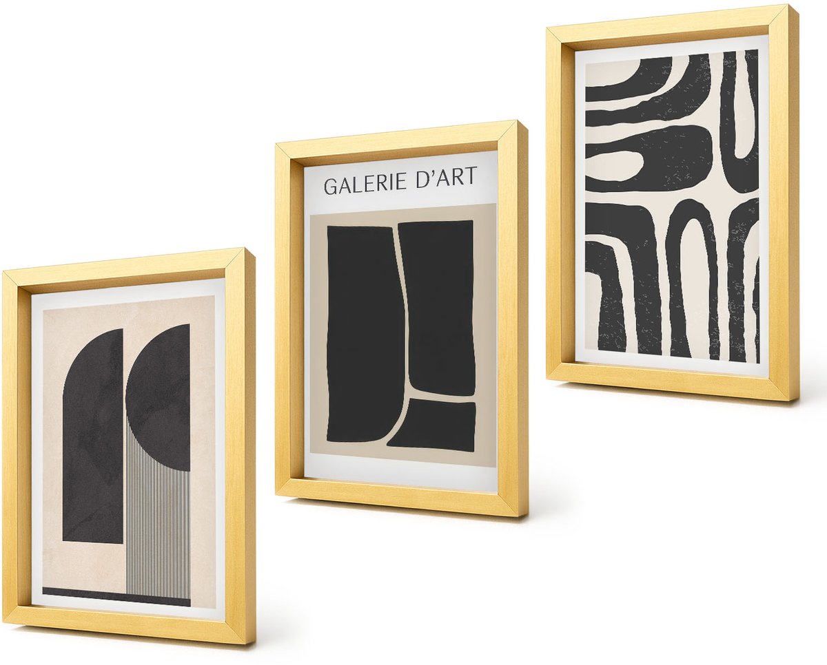 Coloray 4-Delige Schilderij Set - Abstracte vormen minimalistische posters - 20 x 30 cm - Wanddecoratie - Moderne Interieurdecoratie - Moderne Wanddecoratie
