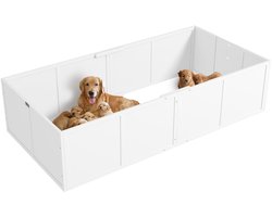 Werpkist voor honden en puppy's - met verstelbare ingangen - geschikt voor grote en kleine honden - 196 x 96 x 48 cm - wit - ruim formaat
