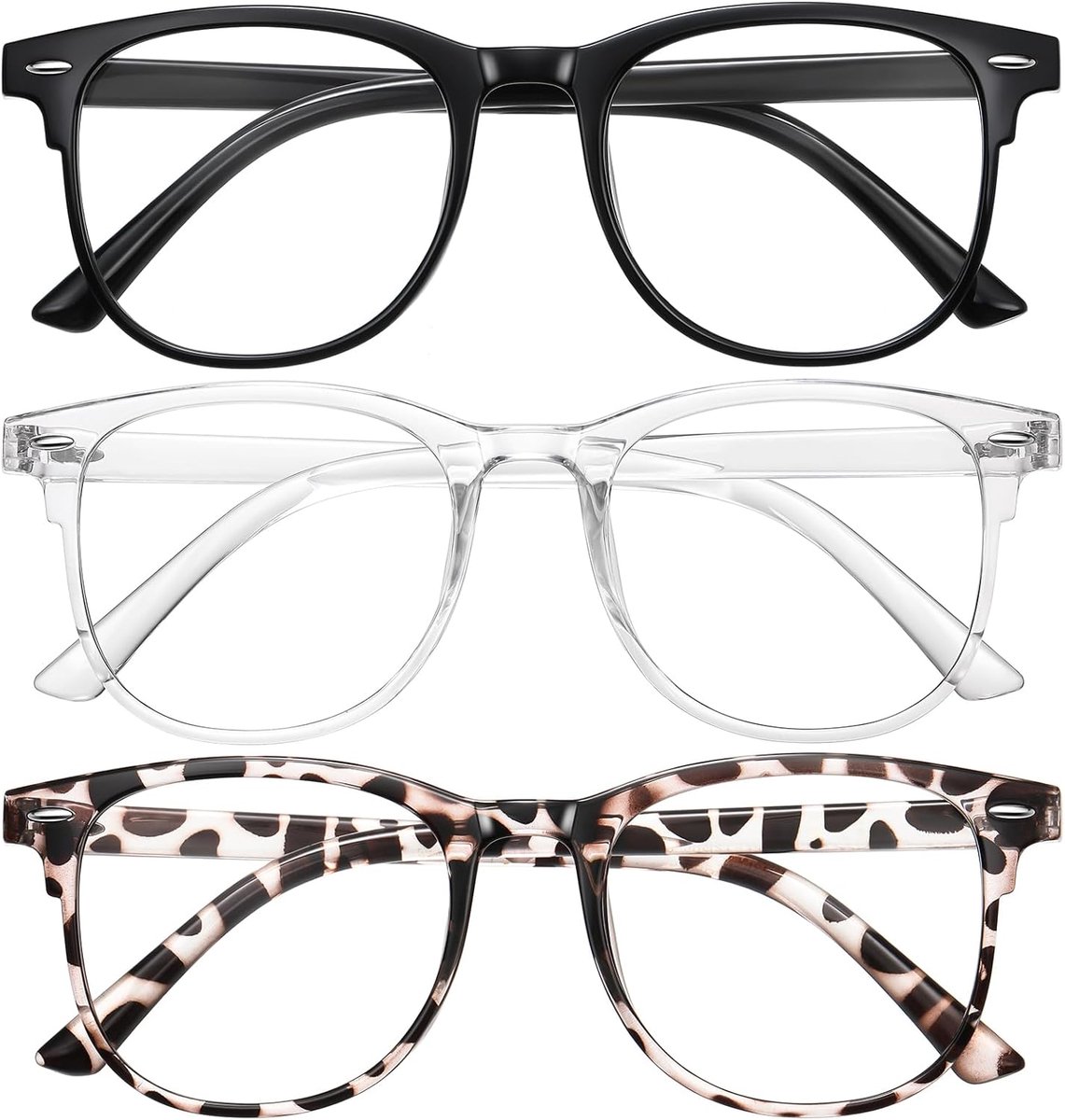 Reading Glasses for Men and Women, Round Frame, Lightweight Reading Glasses, Pack of 3 - ShopVlot
