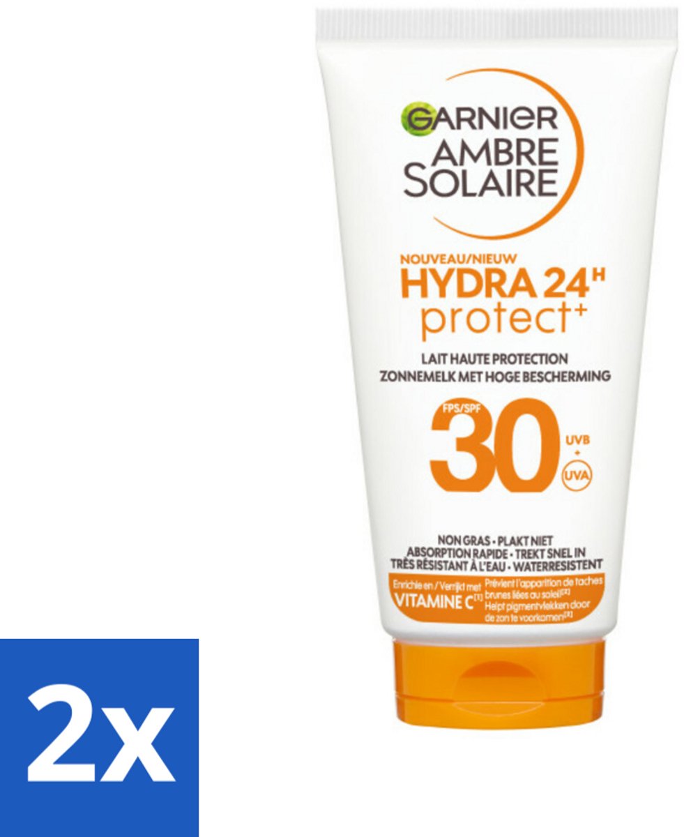 Garnier - Ambre Solaire - Zonnebrandcrème - Hydra 24H Protect - SPF 30 - Reisformaat - 50 ml - Voordeelverpakking - 2 stuks