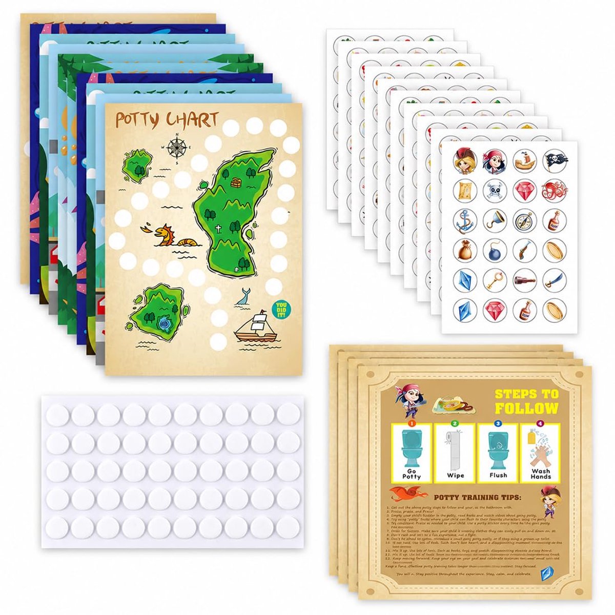 Toilettrainingsstickers jongens - avontuurlijke beloningstabel - visueel motiverend - stimuleert toilettraining - ShopVlot