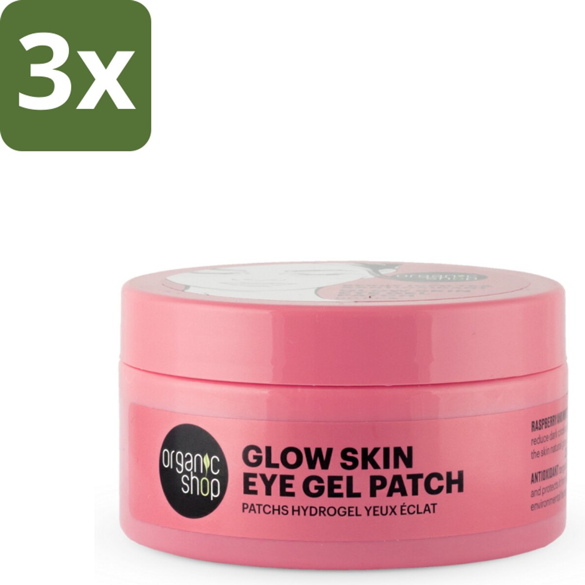 Organic Shop - Eye Gel Patch Berry Iced Tea & Antioxidant - Kalmerend en Hydraterend - 60 Patches - Bulkverpakking - 3 stuks