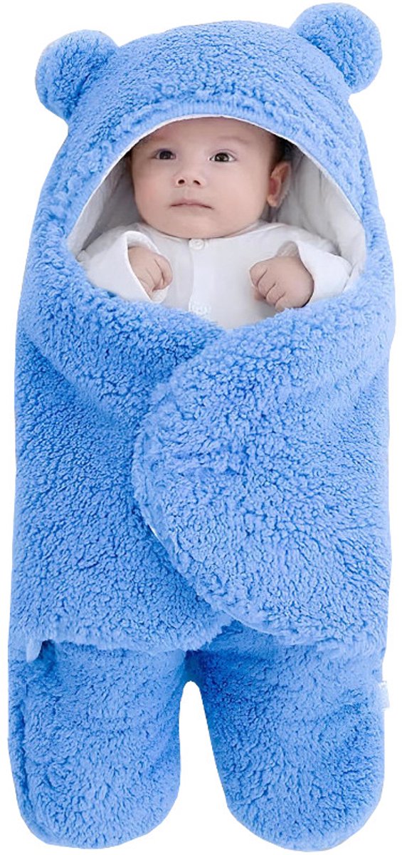Merkloze Baby Slaapzak Cocoon met Kap - L75H - Blauw
