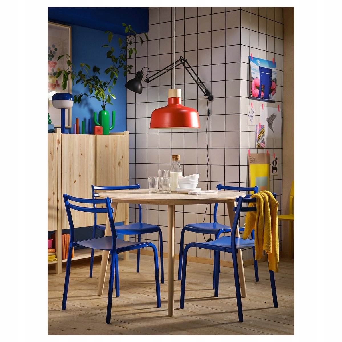 BUNKEFLO Hanglamp Rood/Berkenhout 36 cm - Stijlvolle Verlichting