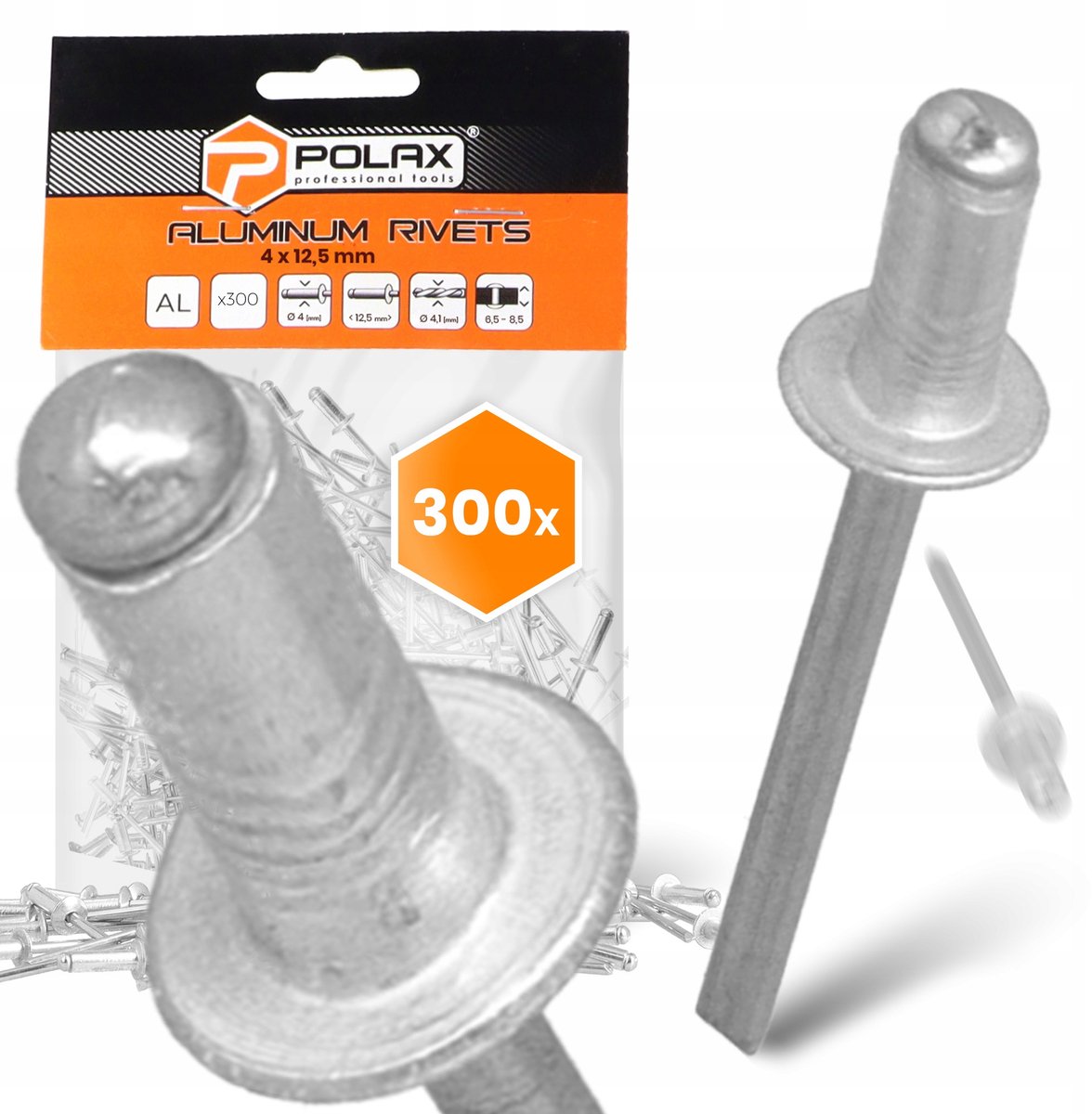 300x Aluminium Blindklinknagels 4x12,5 mm Verzinkt Staal