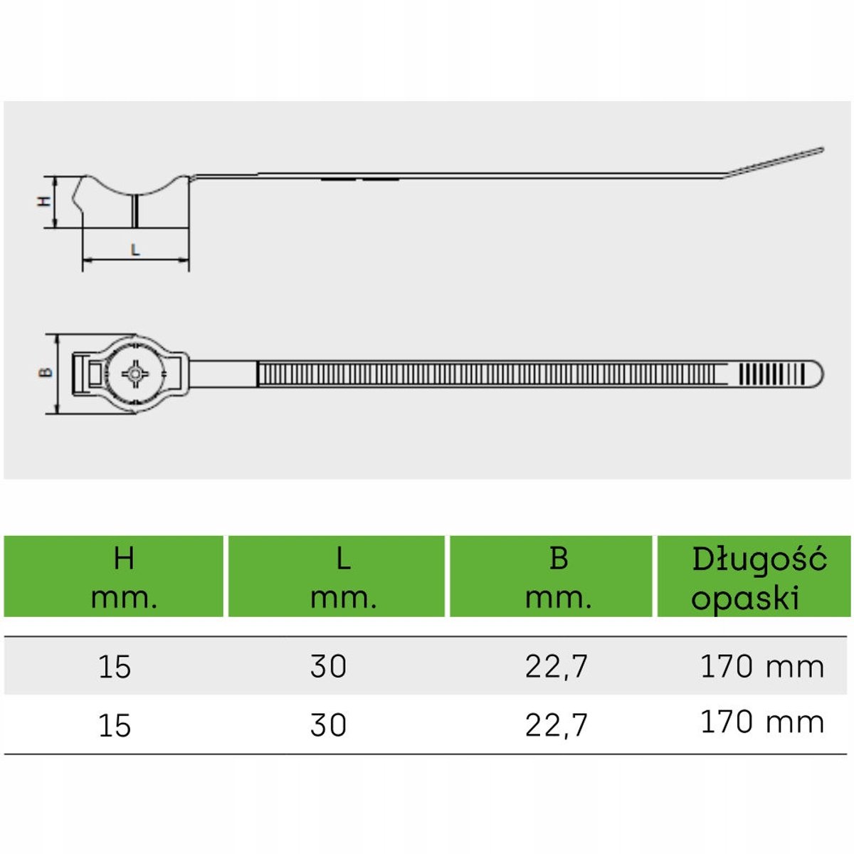 Grijze Nylon Kabelklem 16-32mm met Kabelbinder - 100 Stuks