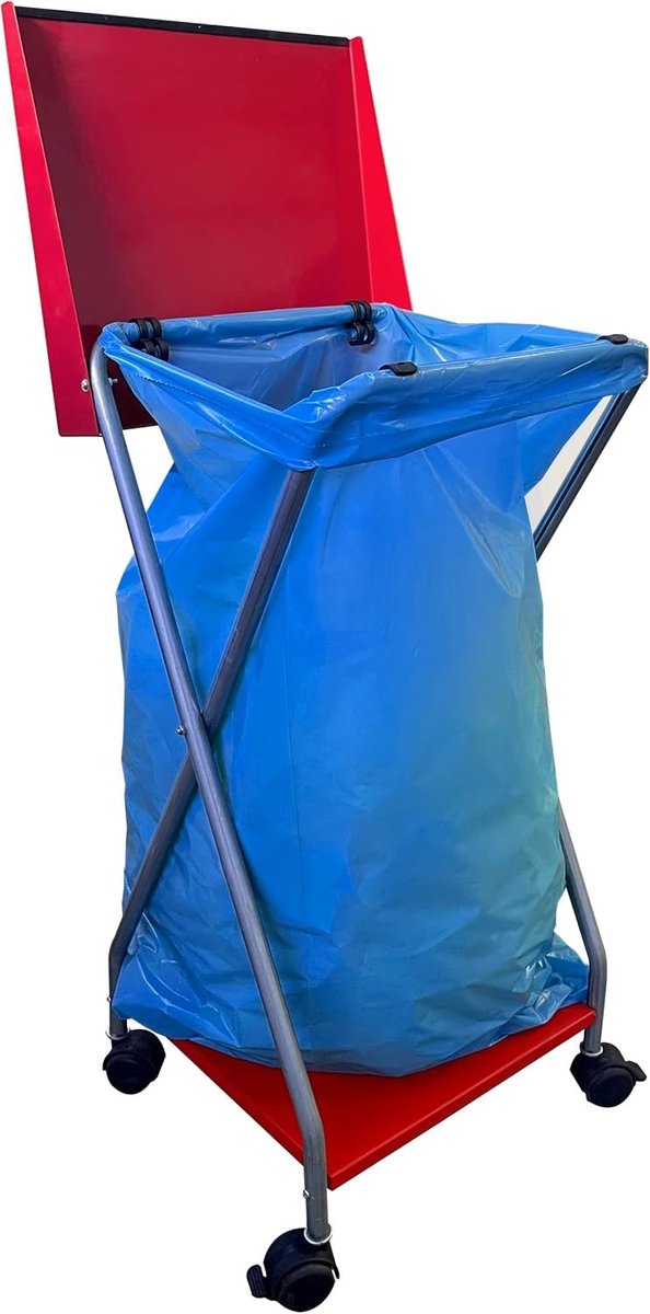 Afvalzakhouder - Rood - 40 x 44,5 x 90 cm - Plaatstaal - Voor Vuilniszakken van 120 Liter