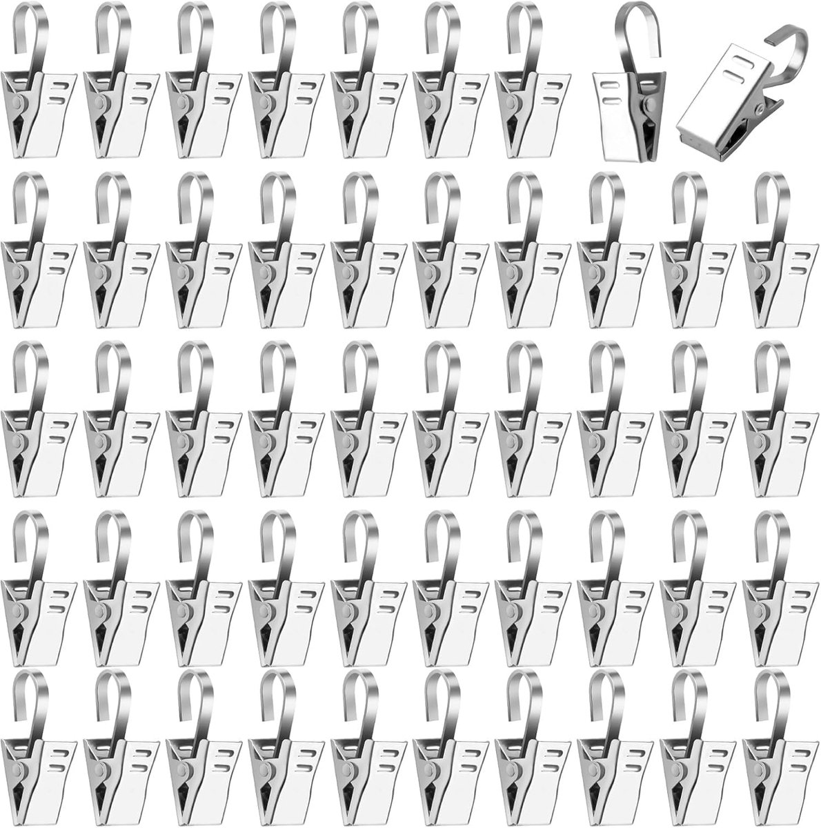 100 stks Rvs Metalen Gordijn Clips met Haken Zilveren Gordijnen Clip voor Gordijnen Foto's Woondecoratie Douchegordijn - ShopVlot