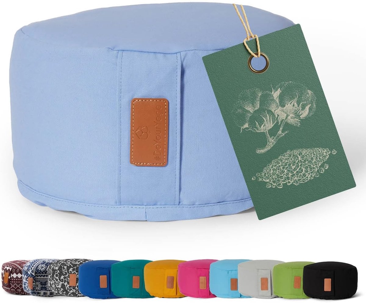 Yoga Kussen - Boekweit - 30 x 30 x 15 cm - Ronde Bolster met Bio-Organische Speltvulling - Voor Meditatie en Yoga
