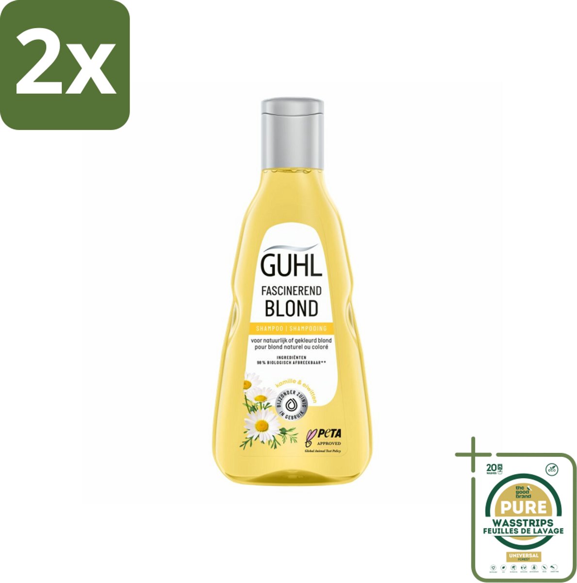 Guhl - Shampoo - Colorshine Blond - 250 ml - Voordeelverpakking - 2 stuks - Kleurverzorging - Chardonnay-bes