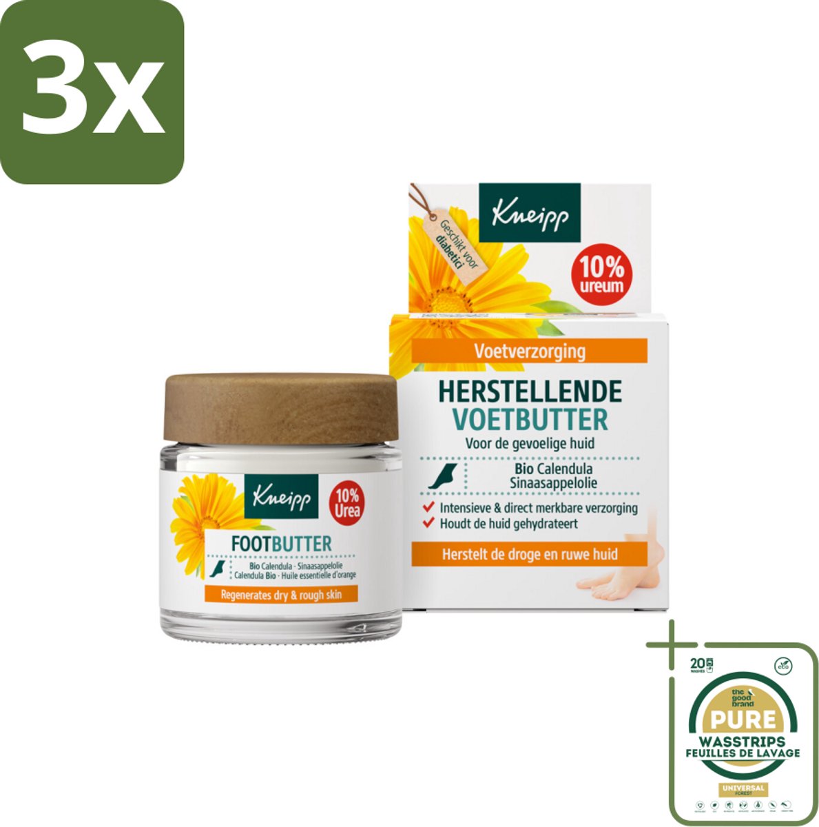 3 x Kneipp - Voetbutter - Calendula - Met citrusgeur - 100 ml - Grootverpakking - Voetcrème - Voetverzorging - Voetbutter - Droge Voeten - Voeten Verzorgen