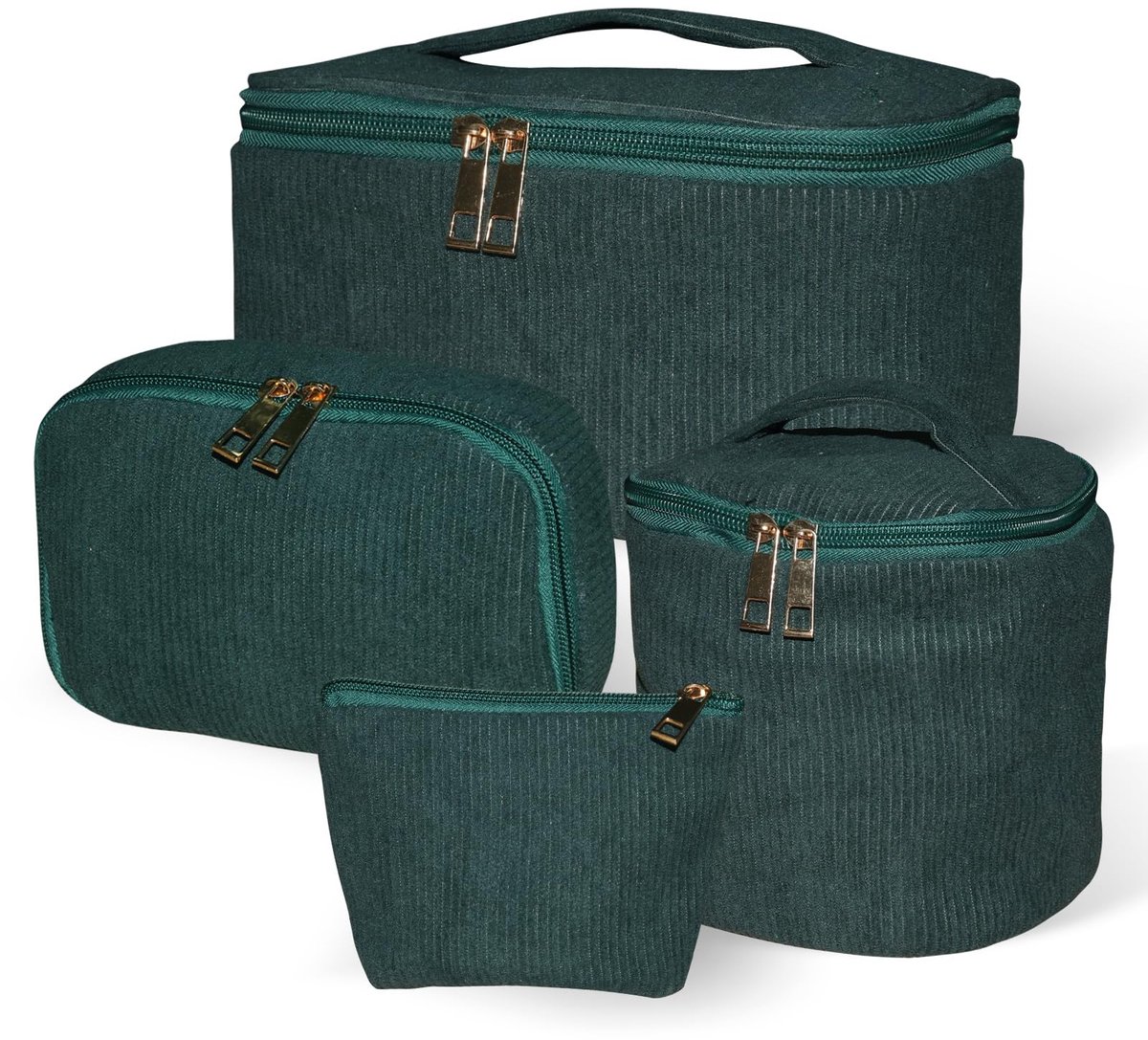 Make-uptas set van 4 - groot - donkergroen - modern design - ideaal voor reizen - ShopVlot