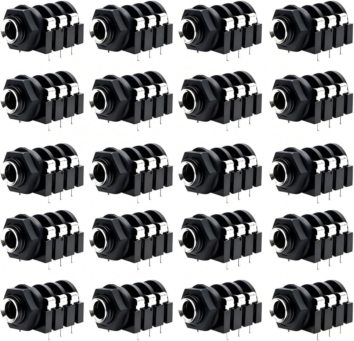 Stereo headphone jack 6.35mm - 6 pins - metaal en plastic - ideaal voor audio toepassingen - ShopVlot
