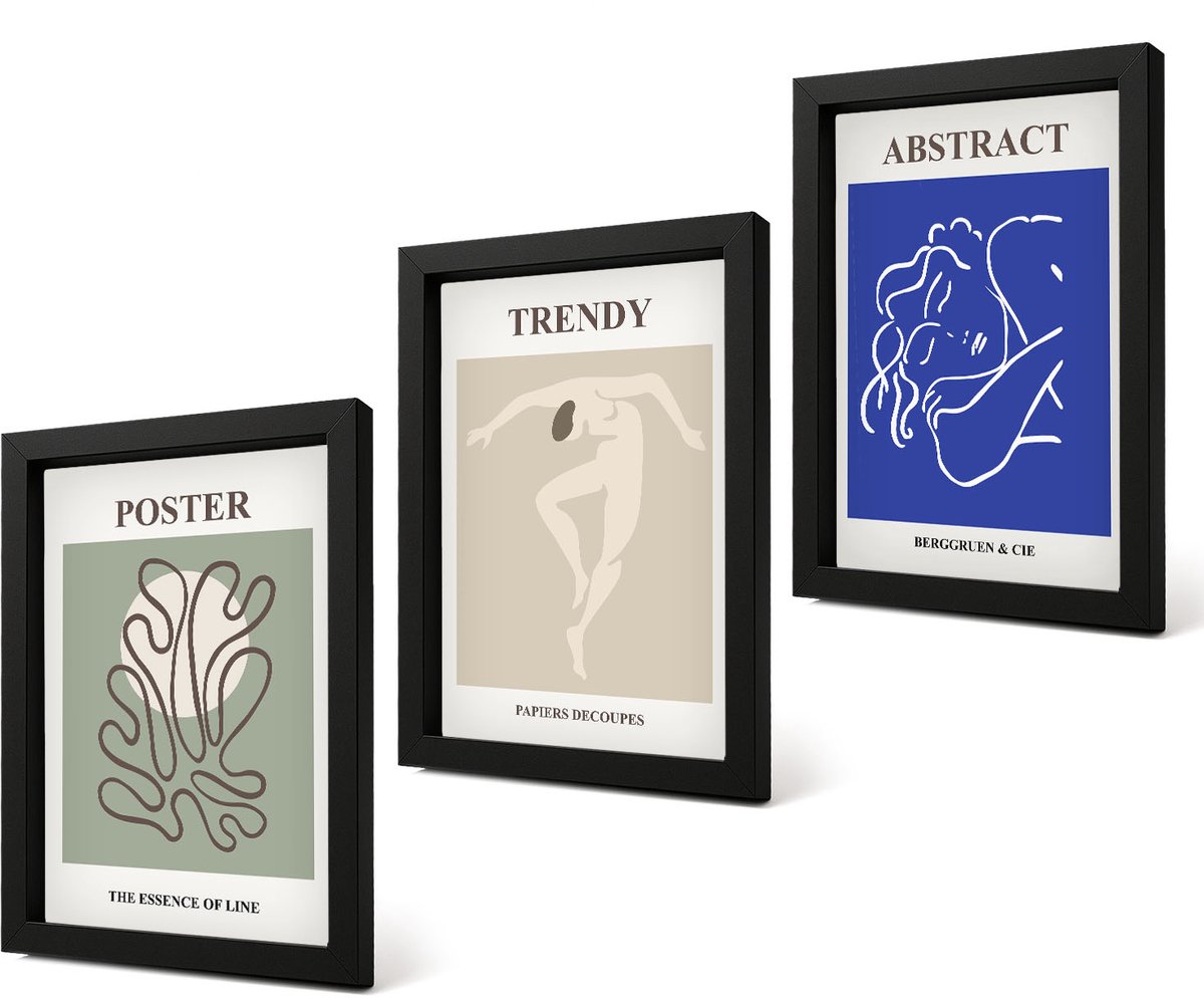 Coloray 4-Delige Schilderij Set - Pastelillustraties van Henri Matisse - 20 x 30 cm - Muurdecoratie - Schilderijen Set - Woonkamer - Woonkamer Decoratie