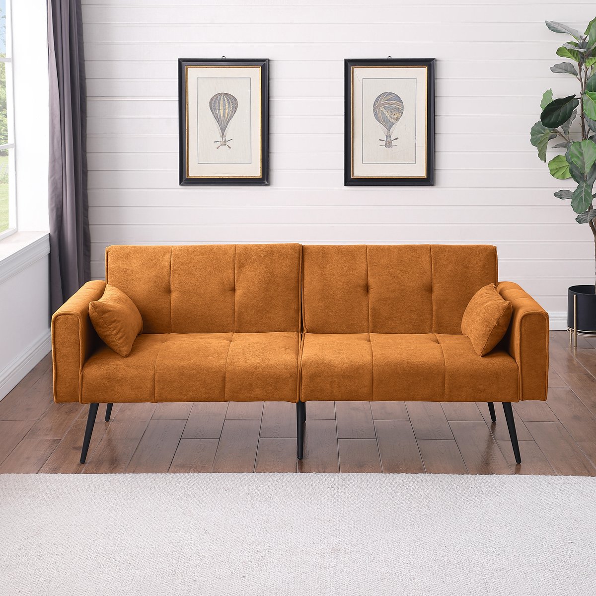 Opvouwbare corduroy futon slaapbank - compacte 2-zits voor kleine ruimtes, studentenkamer en logeerruimte - 173 cm breed - diverse kleuren - corduroy bekleding - hoogelastisch schuim vulling - metalen poten, eenvoudige montage