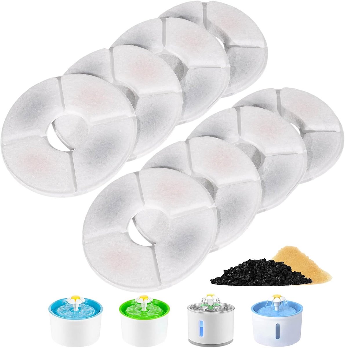 Drinkfontein filter - vervangingsfilters - pack van 8 - houdt water vers voor huisdieren - ShopVlot
