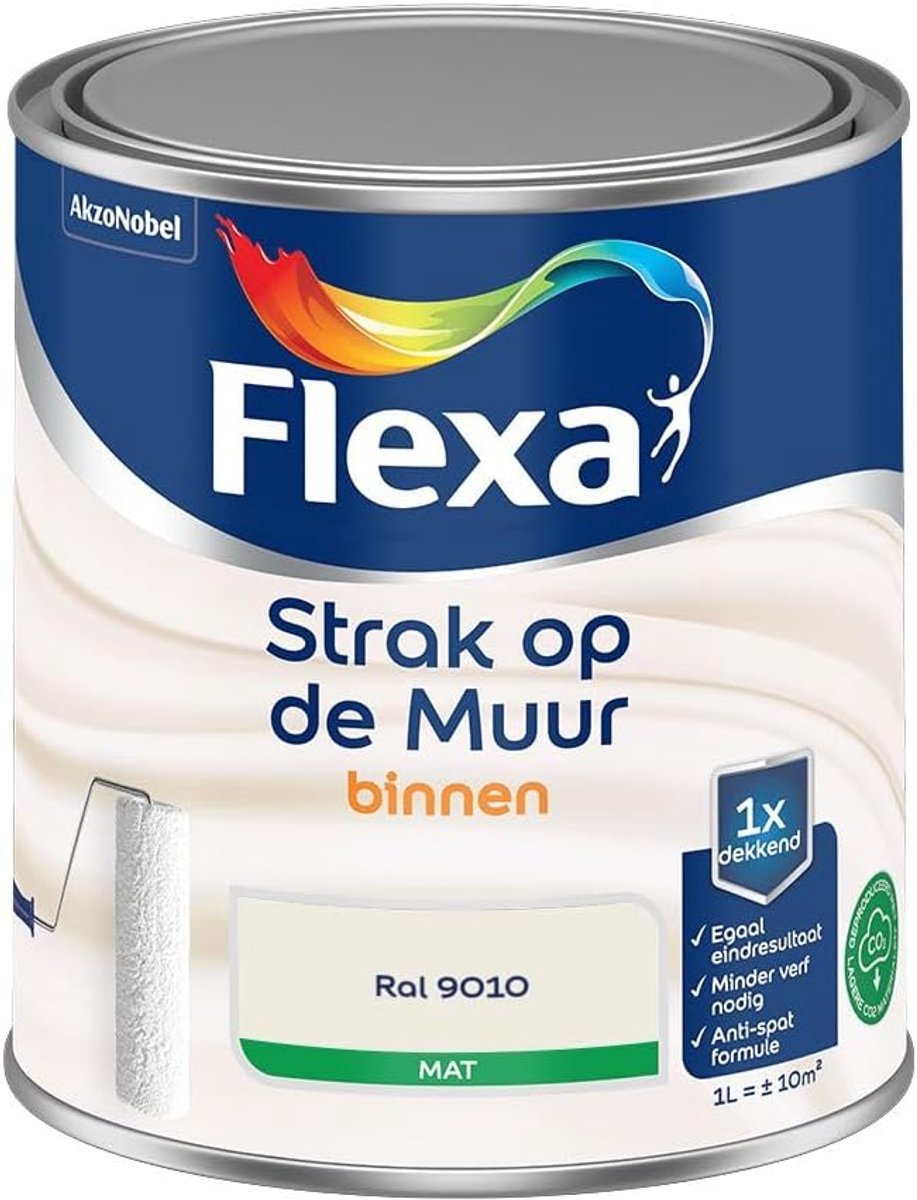 Muurverf mat - Off white RAL 9010 - Biobased - Minder verf nodig - ShopVlot