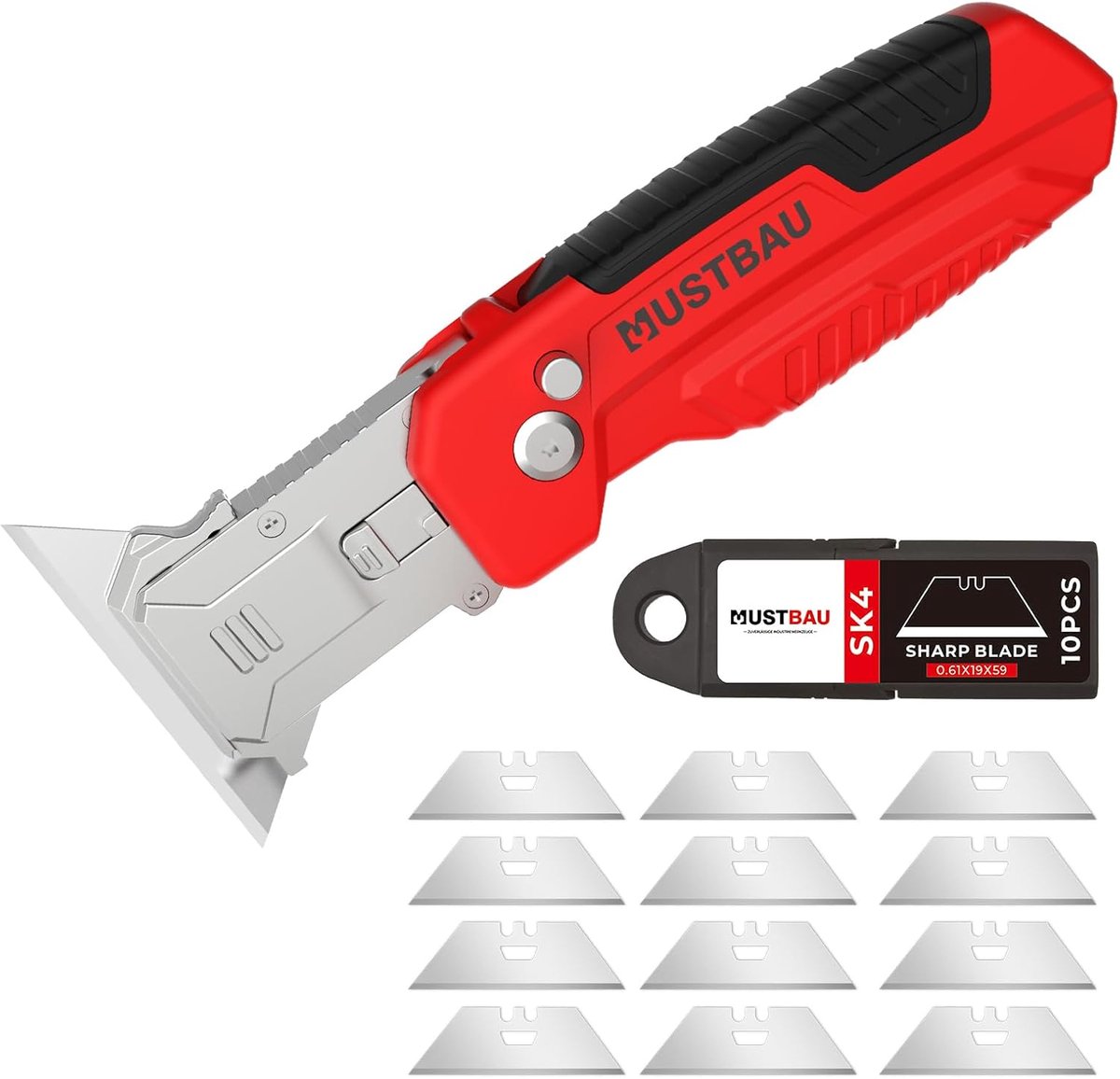 Klapmes Professioneel - Universeel Aluminium Mes - 10 Extra SK5-messen - Ideaal voor Snijwerk - ShopVlot