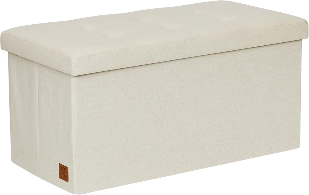 Bankje met opbergruimte - beige - trendy design - ideaal voor in de woonkamer - ShopVlot