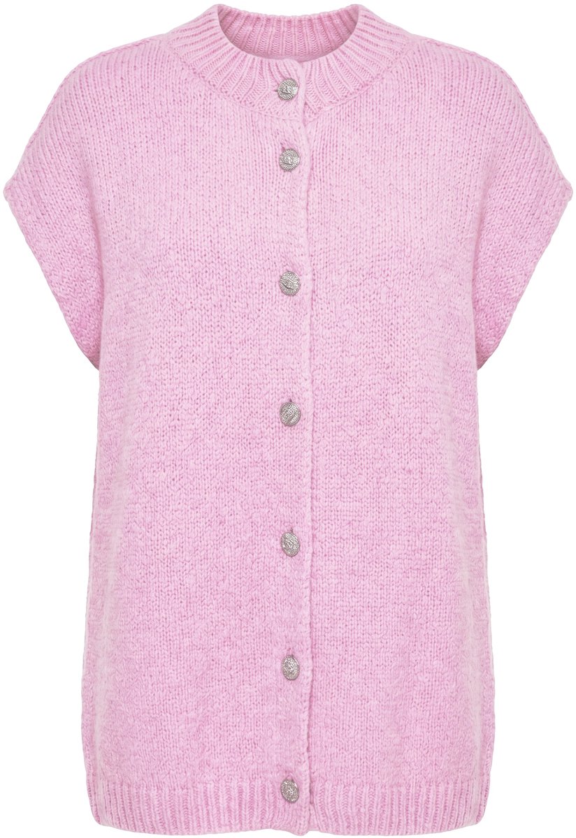 Studio Untold - Dames - Gebreid vest oversized extra zacht - Oudroze - Maat 46+