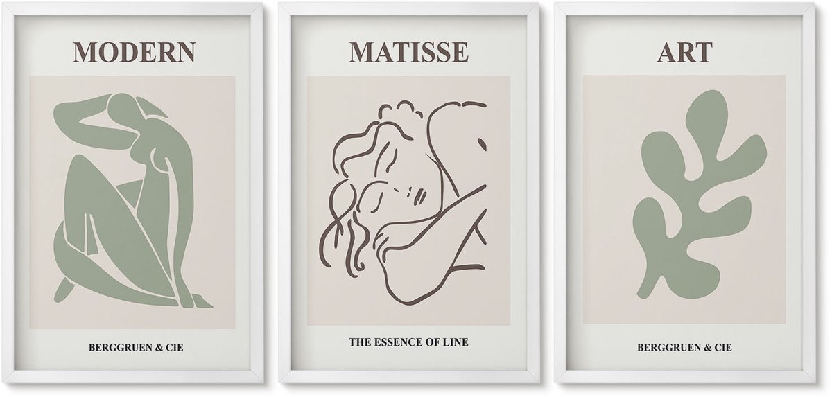 Wallfluent 3-Delige Schilderij Set - Stijlvolle Personages En Planten In Een Minimalistisch Ontwerp. - 40 x 60 - Wanddecoratie - Moderne Interieurdecoratie - Stijlvolle Muurdecoratie