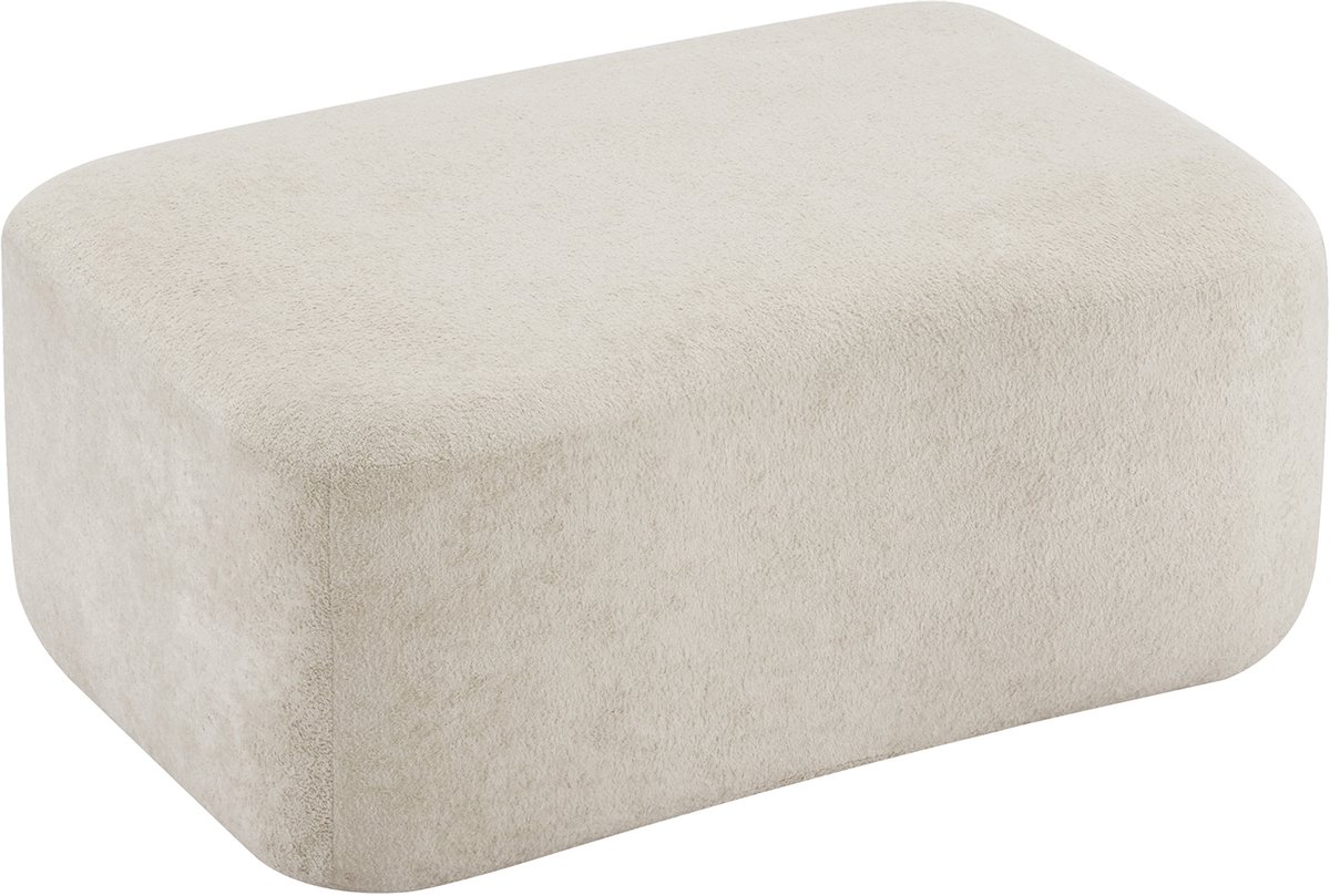 MUVANO Beige Poef - Comfortabele Fluwelen Voetenbank - Modulaire Velvet Hocker Zonder Montage - 96x69x45 cm - Bank Uitbreiding - Woonkamer Beige