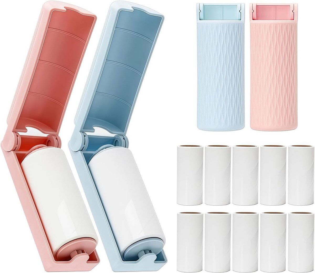 Pluizenverwijderaar - Blauw - Mini formaat - Herbruikbare Pluisroller met 360 Vellen en 4 Handvatten - Voor Kleding en Meubels