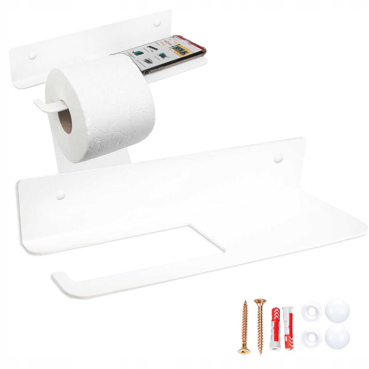 Witte Metalen Toiletrolhouder met Plank - Loft Stijl