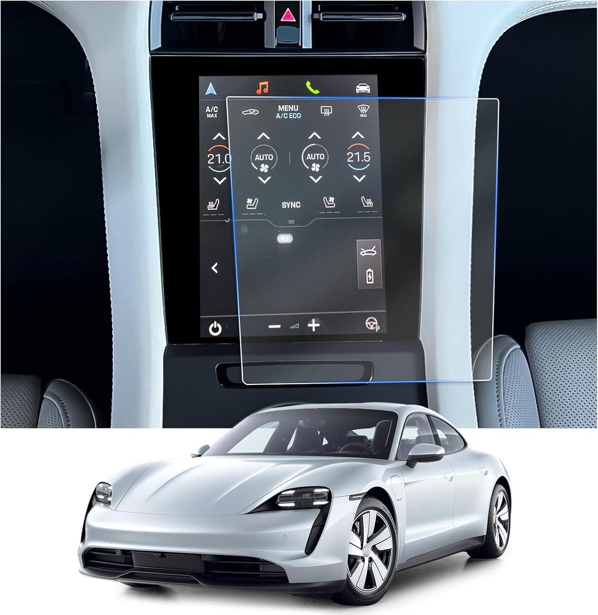 CDEFG Porsche Taycan 2020-2024 2025 Air Conditioner Protective Film 6H Scratch-Resistant 8.4 Inch GPS Screen Protector - ShopVlot