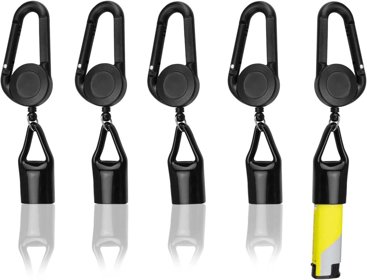 Lighter Holder, 5 Pcs Anti-lost Lighter Cover, Retractable Lighter Strap, with Hooks, Smoking Accessories, for Outdoor - ShopVlot