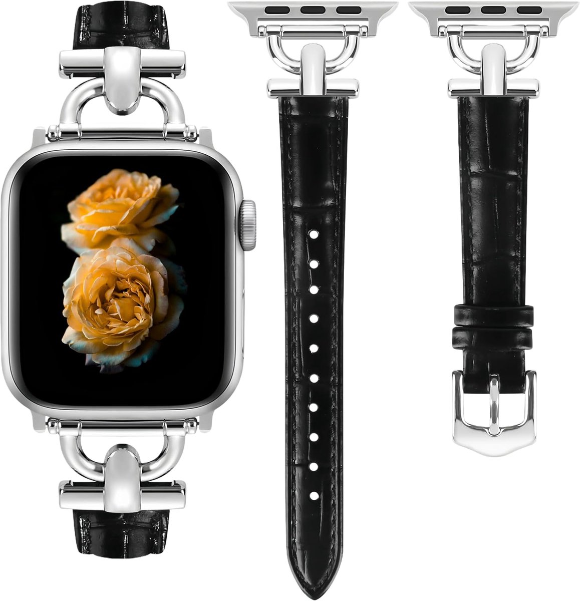 Slim Genuine Leather Strap Compatible with Apple Watch Ultra3/2/1 SE3/2/1 Series11/10/9/8/7/6/5/4/3/2/1 for Women,Chic - ShopVlot
