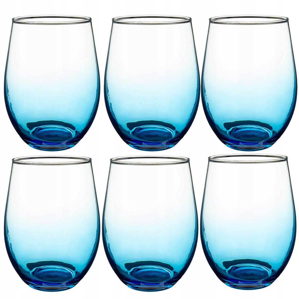 Phoebe BLUE Glazen 580 ml - Set van 6 - Stijlvol Ombre Design