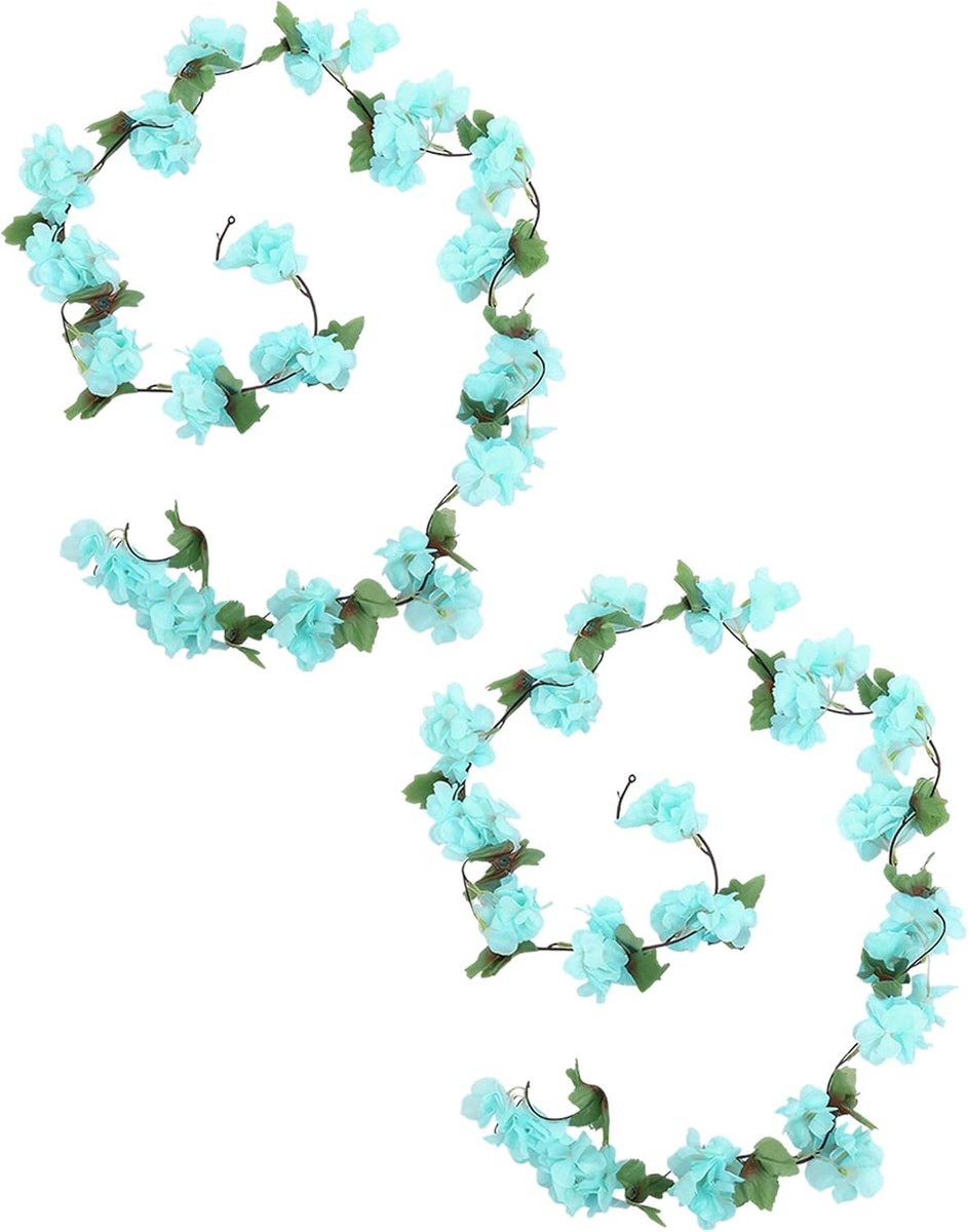 Kunstbloemenslinger 230 cm - Kersenbloesems - Blauw - Voor bruiloft en decoratie - ShopVlot