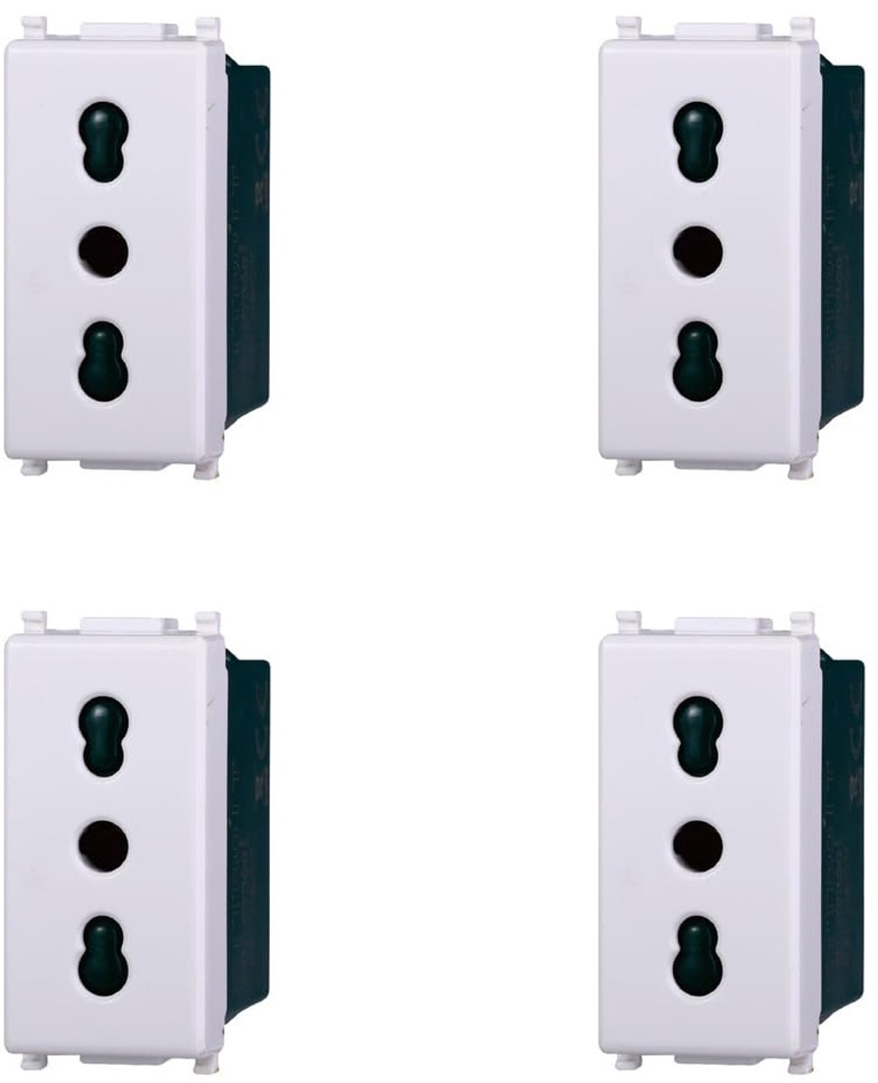 2-gang socket 10/16A 250V - wit - veelzijdige aansluitmogelijkheden - ideaal voor thuisgebruik - ShopVlot
