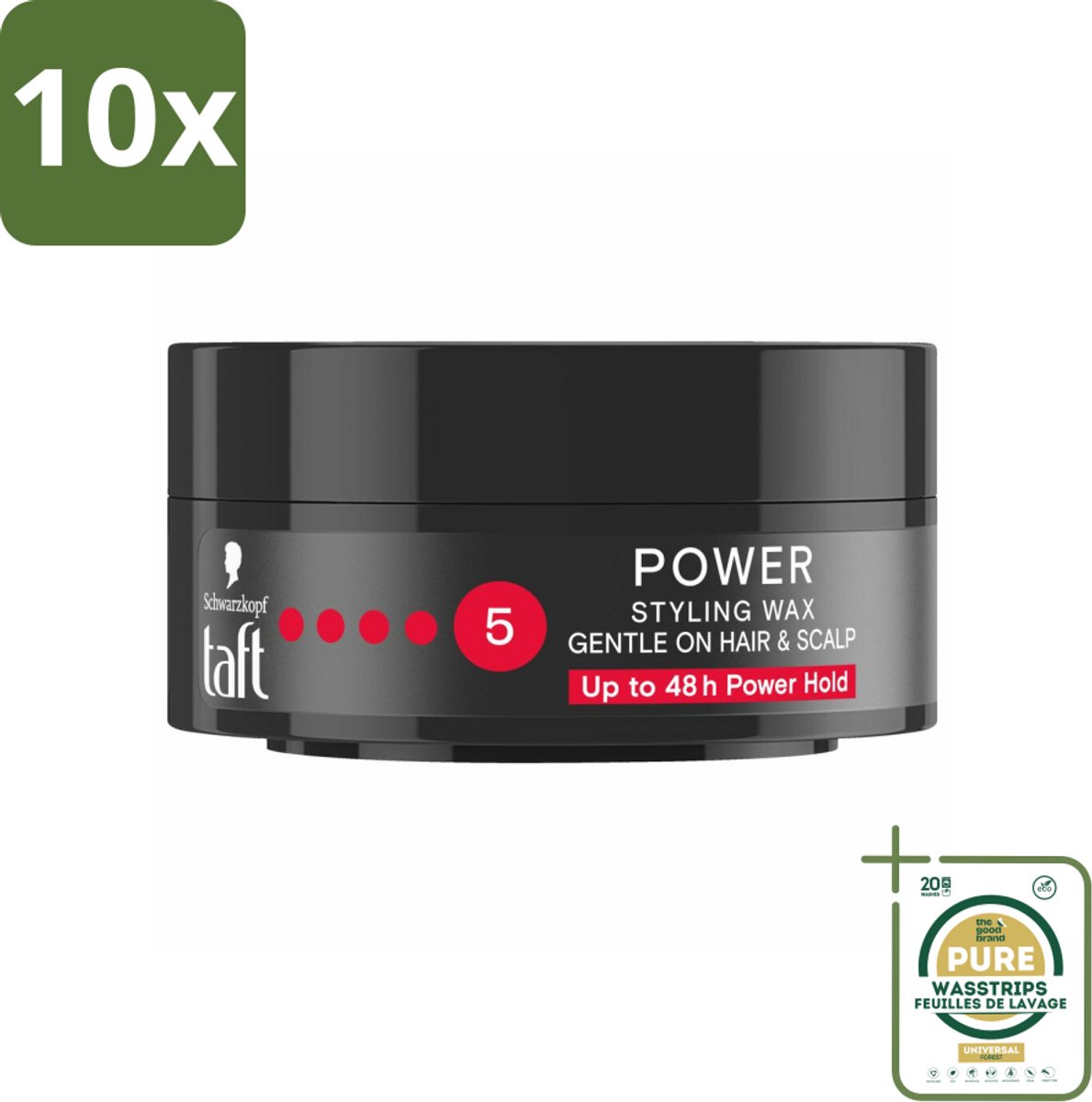 10 x Taft - Power 5 - Styling Wax - Sterke grip met glans - 75 ml - Grootverpakking - Styling Wax - Haarspray - Haartype - Hold - Power Wax
